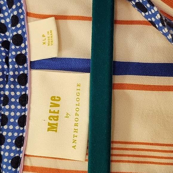 Anthropologie Preppy Maeve The Paz Button Down Colorful Patchwork Blouse Sz XLP - Picture 6 of 16